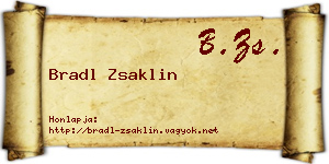 Bradl Zsaklin névjegykártya